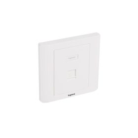   LEGRAND süllyesztett szerelvény - 1xRJ45 keystone port fogadására egyenes fehérburkolattal és kerettel címketartóval